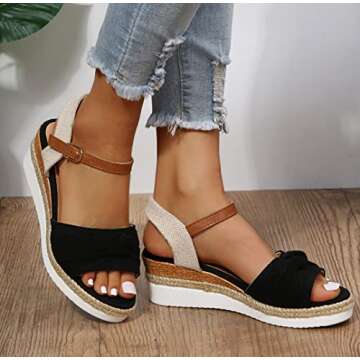ZBYY Women Summer Wedges Sandals Stylish Peep Toe Espadrille