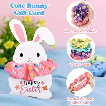 12pcs Vibrant Bunny Ponytail Hair Scrunchies for Easter