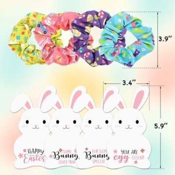 12pcs Vibrant Bunny Ponytail Hair Scrunchies for Easter