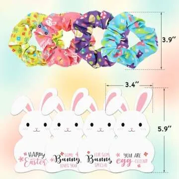 12pcs Vibrant Bunny Ponytail Hair Scrunchies for Easter