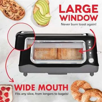 DASH Clear View Toaster - Compact Design with 7 Browning Levels & Clear-View Window, Extra-Wide Slot...