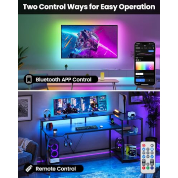 Pak LED Lights for Bedroom 16.4ft, Smart RGB+IC LED Strip Lights with App/Remote Control, Music Sync Color Changing Flexible LED Lights with 64 Scene Modes for Party, Home, Christmas, Halloween Decor