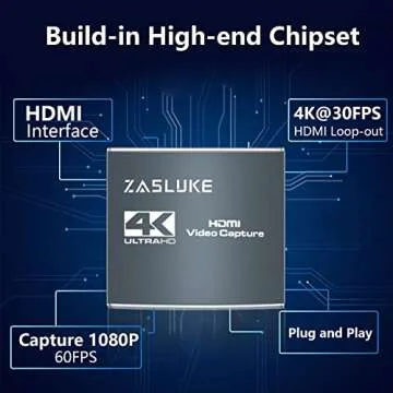 ZasLuke Capture Card 1080P 60FPS for Streaming and Gaming