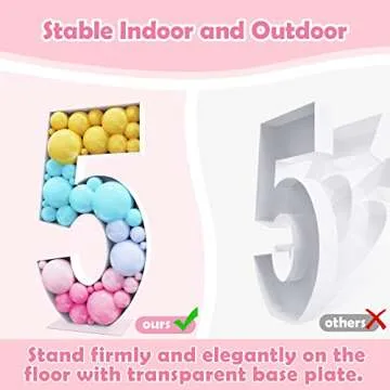 Xiomot 4FT Marquee Number 5 Balloon Frame for Parties