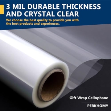 PerkHomy Clear Cellophane Wrap Roll for Gift Baskets