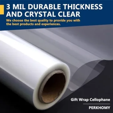 PerkHomy Clear Cellophane Wrap Roll for Gift Baskets