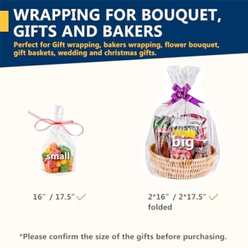 PerkHomy Clear Cellophane Wrap Roll for Gift Baskets