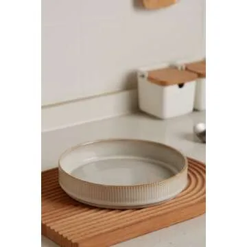 famiware Star 7.5" Pasta Bowls Set, Salad Bowl Set of 4, Double Reactive Glaze, Stackable, Ideal for Your Friend for Housewarming, Festivals, Cappuccino White