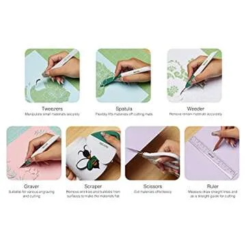 Nicapa Basic Tool Set Craft Weeding Vinyl Cardstock Crafting Tools Kit for Silhouette/Siser/Oracal 631 651 751 Vinyl-Green