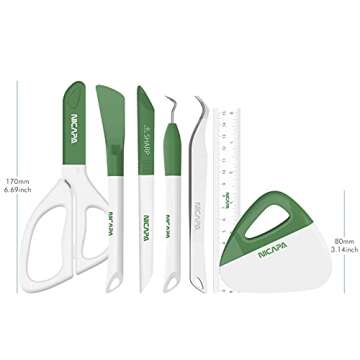 Nicapa Basic Tool Set Craft Weeding Vinyl Cardstock Crafting Tools Kit for Silhouette/Siser/Oracal 631 651 751 Vinyl-Green