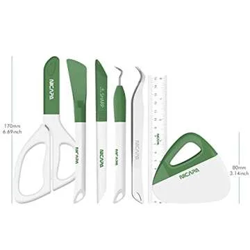 Nicapa Basic Tool Set Craft Weeding Vinyl Cardstock Crafting Tools Kit for Silhouette/Siser/Oracal 631 651 751 Vinyl-Green