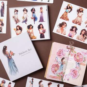 JOYCHOIC Scrapbook Stickers Set, 174Pcs Aesthetic Girls Sticker for Scrapbooking and Journaling, Jun...