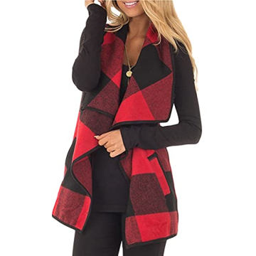 YACUN Women Buffalo Plaid Vest Warm Chic Versatile
