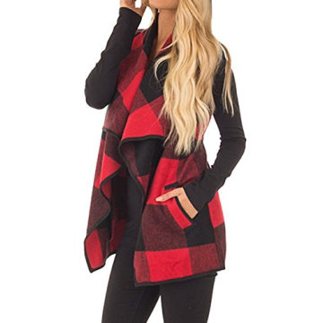 YACUN Women Buffalo Plaid Vest Warm Chic Versatile