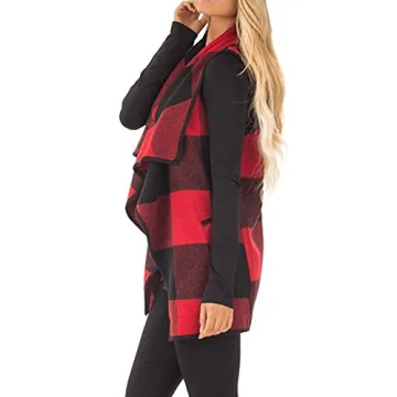 YACUN Women Buffalo Plaid Vest Warm Chic Versatile