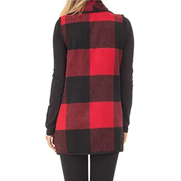 YACUN Women Buffalo Plaid Vest Warm Chic Versatile