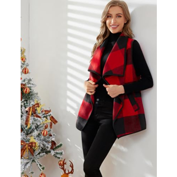 YACUN Women Buffalo Plaid Vest Warm Chic Versatile