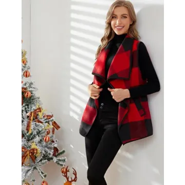 YACUN Women Buffalo Plaid Vest Warm Chic Versatile