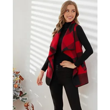 YACUN Women Buffalo Plaid Vest Warm Chic Versatile