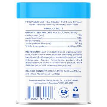 Native Pet Prebiotic & Probiotic for Dogs - 30 Scoops, 4.1 oz - Vet-Created Digestive Powder with Bo...