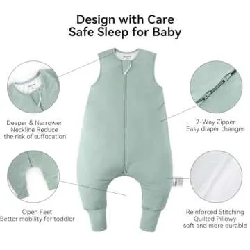 BubblePanda Rayon Made from Bamboo Toddler Sleep Sack with Feet 12-24 Months 1.0 Tog Ultra Soft Toddler Sleeping Sack 1t-2t Sleep Bag Walker Quilted Wearable Blanket with Legs 2-Way Zipper Lightweight