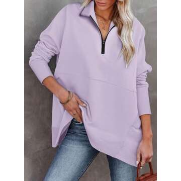 Comfortable and Trendy Oversized Half Zip Women's Sweatshirt by Dokotoo - Purple, X-Large
