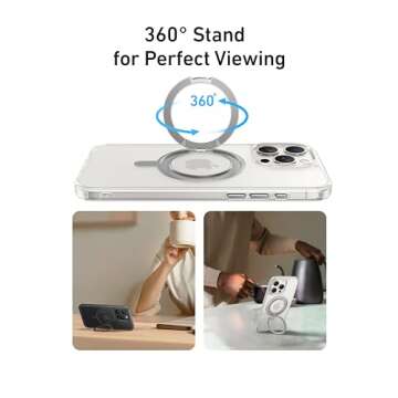 Anker Ultra Magnetic for iPhone 15 Pro Case with Sturdy 360° Ring Stand, Military-Grade Shockproof iPhone 15 Pro Kickstand Compatible with MagSafe(Clear)