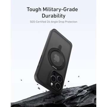 Anker Ultra Magnetic for iPhone 15 Pro Case with Sturdy 360° Ring Stand, Military-Grade Shockproof iPhone 15 Pro Kickstand Compatible with MagSafe(Clear)