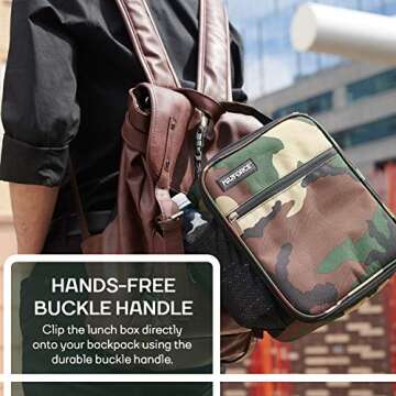 MAZFORCE Original Lunch Box Insulated Lunch Bag - Food Safe Durable Lunchbox for Men - BPA Free Small Reusable Lunch Bags for Adults, Teens, Boys, Women (Camo)