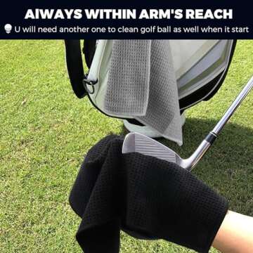 MOSUMI Golf Towel, 3 Pack Microfiber Golf Towels (16"x16") for Golf Bag with Carabiner Clip, Tri-fold Waffle Pattern Golf Towel, Blue, Black and Gray