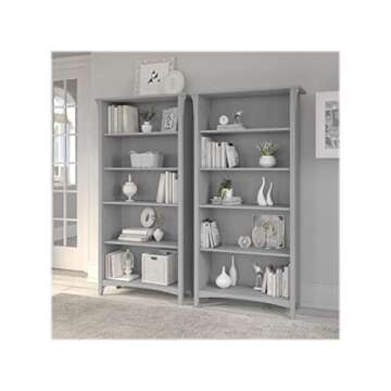 Salinas 5-Shelf 63-Inch H Tall Bookcase, Cape Cod Gray, 2/Set