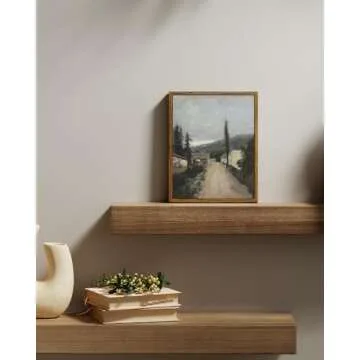 InSimSea Framed Canvas Prints Art Vintage Decor, Village Landscapes Oil Painting Eclectic Room Decor...