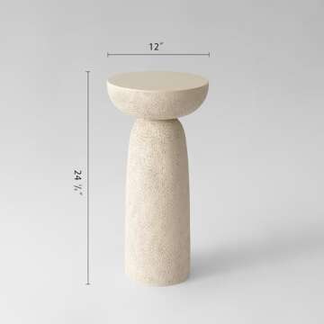 THKSHOUZ Pedestal Side Table, Modern Round End Table for Home Decor, Stone-Inspired Accent Table wit...