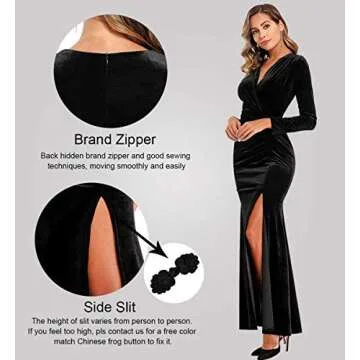 Elegant Velvet Long Sleeve Cocktail Dress for Women