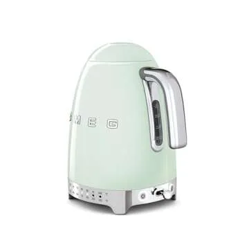 Smeg 50's Retro 7 Cup Stainless Steel Variable Temperature Electric Kettle with 7 Temperature Settings, Led Display, Swivel Base and Keep Warm Function Pastel Green KLF04PGUS