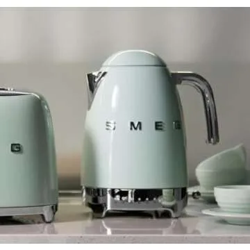 Smeg 50's Retro 7 Cup Stainless Steel Variable Temperature Electric Kettle with 7 Temperature Settings, Led Display, Swivel Base and Keep Warm Function Pastel Green KLF04PGUS