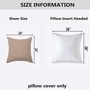 Kevin Textile Pillow Covers Star Faux Linen Cushion Cases Super Soft Throw Pillow Sham for Bedroom/Sofa/Car, 2 Pcs, 24"x24", Natural Linen