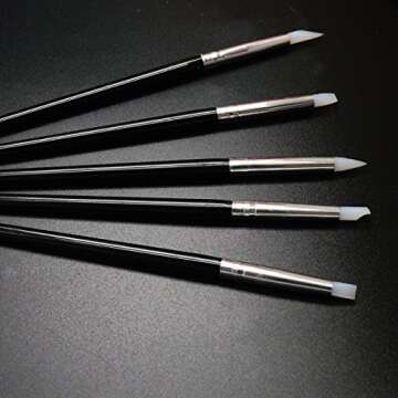 YSLF 5 Pcs Clay Sculpting Shapers Clay Shaping Pen Silicone Tip Paint Brushes Rubber Carving Tools, Wipe Out Painting Tools