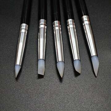 YSLF 5 Pcs Clay Sculpting Shapers Clay Shaping Pen Silicone Tip Paint Brushes Rubber Carving Tools, Wipe Out Painting Tools