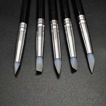 YSLF 5 Pcs Clay Sculpting Shapers Clay Shaping Pen Silicone Tip Paint Brushes Rubber Carving Tools, Wipe Out Painting Tools