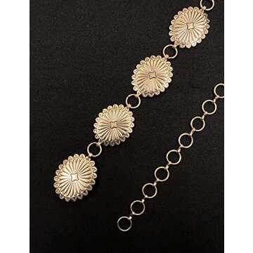 TOPACC Gold Concho belts for Women Western Metal Oval Cowgirl Chain Belt Country Concert Belt for Dresses Jeans