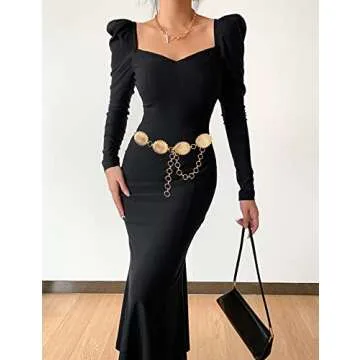 TOPACC Gold Concho belts for Women Western Metal Oval Cowgirl Chain Belt Country Concert Belt for Dresses Jeans