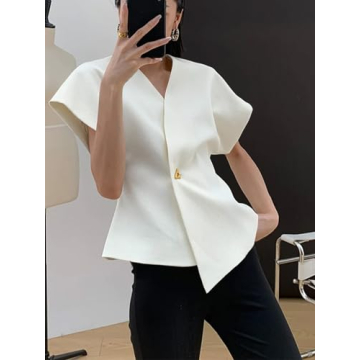 Stylish Cicy Bell Women's V Neck Tops for Summer