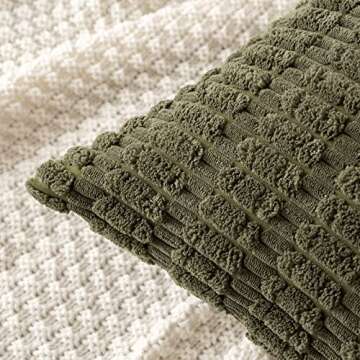 MIULEE Pack of 2 Corduroy Decorative Throw Pillow Covers 20x20 Inch Soft Boho Striped Pillow Covers ...