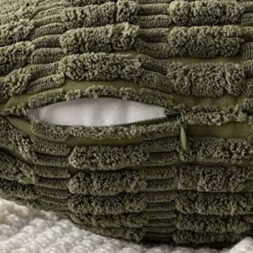 MIULEE Pack of 2 Corduroy Decorative Throw Pillow Covers 20x20 Inch Soft Boho Striped Pillow Covers Modern Farmhouse Home Decor for Spring Sofa Living Room Couch Bed Olive Green