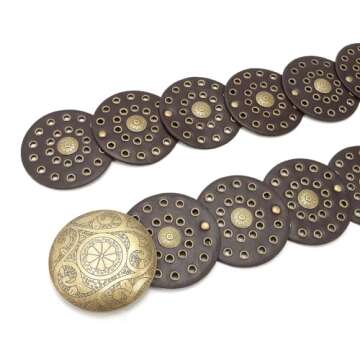 Dazzleimart Hollow Disc Belt Western Style Exaggerated Cowboy Wide Disc Belt Metal Buckle Vintage Soft Belt for Women