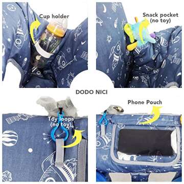 Shopping Cart Cover for Baby/Toddler, Cozy High Chair Cover, Blue Spaceship
