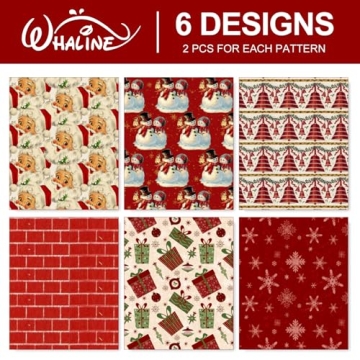 Whaline Vintage Christmas Wrapping Paper for Gifting