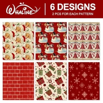 Whaline Vintage Christmas Wrapping Paper for Gifting