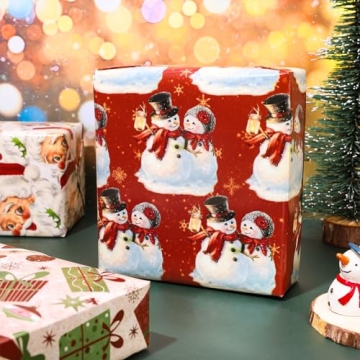 Whaline Vintage Christmas Wrapping Paper for Gifting
